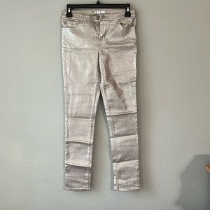 Lands’ End girls gold metallic jeans size 12